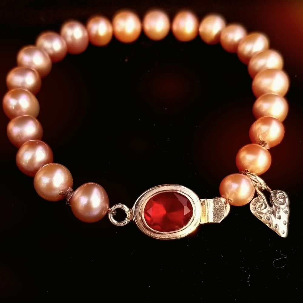 Pink Pearl and Garnet Bracelet
